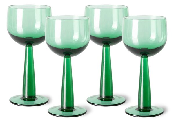 Set 4ks zelená sklenice na víno na vysoké noze The Emeralds - Ø 8*17cm/ 200ml - HKLIVING