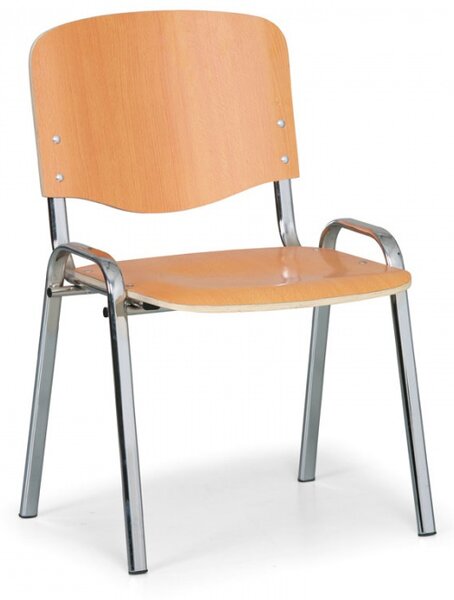 Dřevěná židle ISO, buk, konstrukce chromovaná, nosnost 120 kg