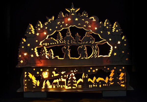 Vánoční LED dekorace, krajina, 10 LED, teplá bílá