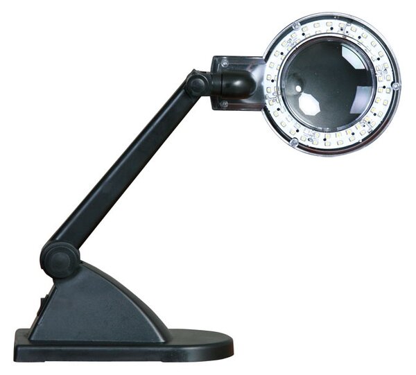 Stolní LED lampa se zvětšovací lupou, černá