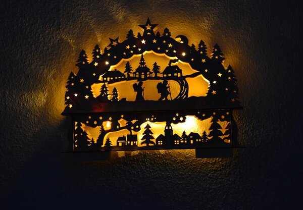 Vánoční LED dekorace, krajina, 10 LED, teplá bílá