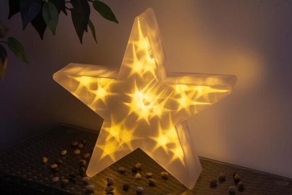 Vánoční hvězda s 3D efektem 35 cm, 20 LED, teple bílá
