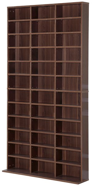 HOMCOM CD/DVD regál pro uložení 1116 CD, 36 výškově nastavitelné přihrádky, 102 x 24 x 195 cm, hnědý | Aosom