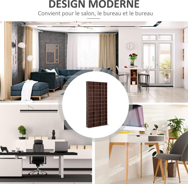 HOMCOM CD/DVD regál pro uložení 1116 CD, 36 výškově nastavitelné přihrádky, 102 x 24 x 195 cm, hnědý | Aosom