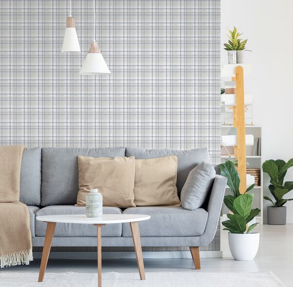 Vliesová tapeta na zeď, modro-šedá, kostka, káro, 9819-3, Essential Stripes, ICH Wallcoverings