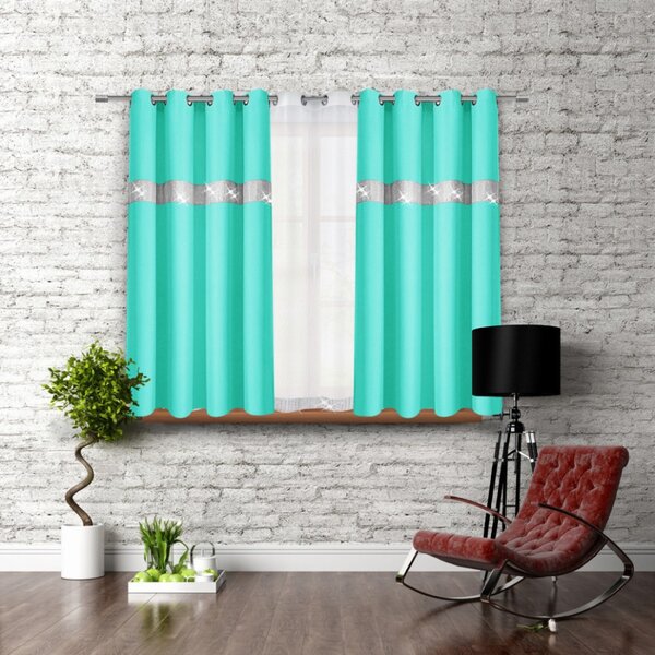 Závěs na kroužcích se zirkóny 140x160 cm pistácia Barva Zelená Rozměry 140x160 cm