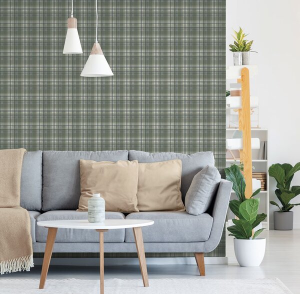 Vliesová tapeta na zeď, zelená, kostka, káro, 9819-5, Essential Stripes, ICH Wallcoverings