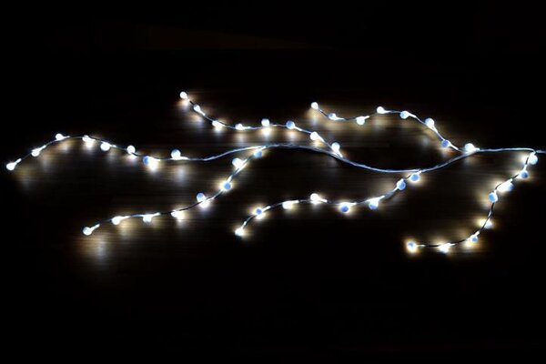 Vánoční LED osvětlení, bavlněné kuličky 48 LED, studená bílá