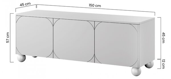 Moderní TV stolek Sonatia II 150 cm na kulatých nožkách - kašmír