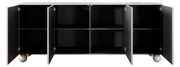 Komoda Sonatia II 200 cm čtyřdveřová - kašmír / nohy koule
