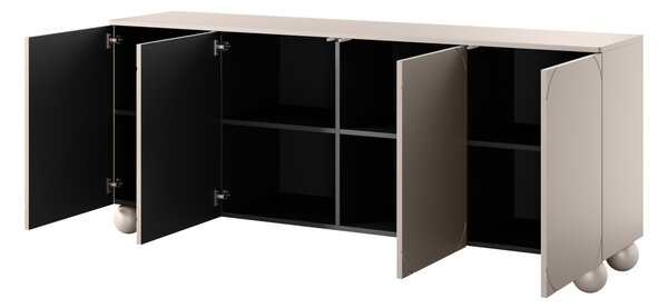 Komoda Sonatia II 200 cm čtyřdveřová - kašmír / nohy koule