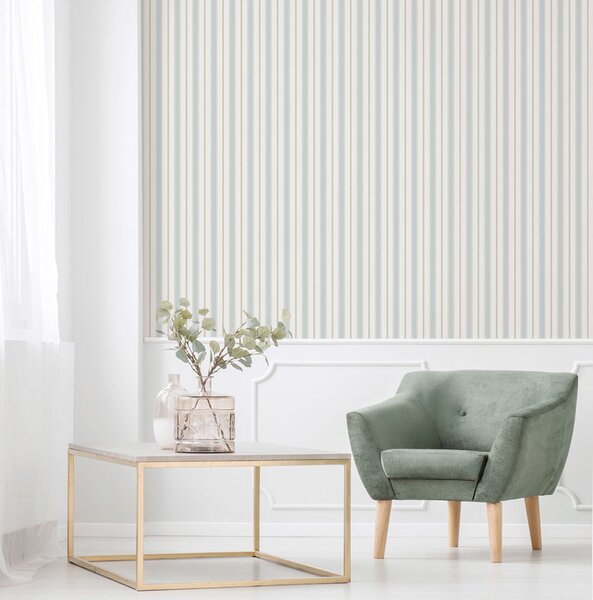 Vliesová tapeta na zeď, modro-béžová, pruhy, 9816-5, Essential Stripes, ICH Wallcoverings