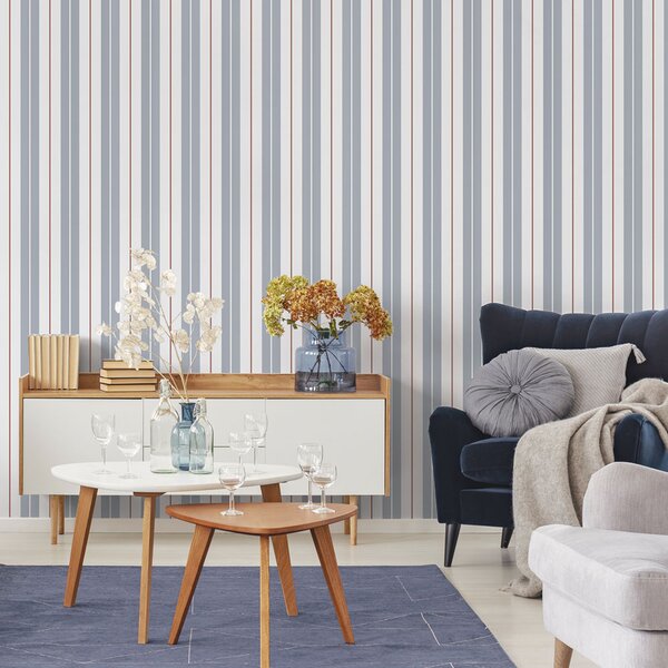 Vliesová tapeta na zeď, modrá, pruhy, 9815-1, Essential Stripes, ICH Wallcoverings