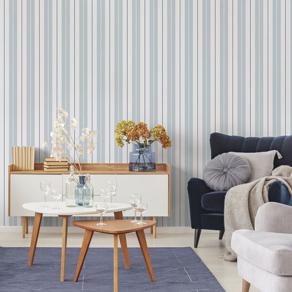 Vliesová tapeta na zeď, modrá, pruhy, 9815-6, Essential Stripes, ICH Wallcoverings