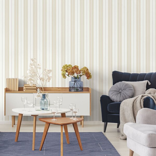 Vliesová tapeta na zeď, béžová, pruhy, 9815-2, Essential Stripes, ICH Wallcoverings