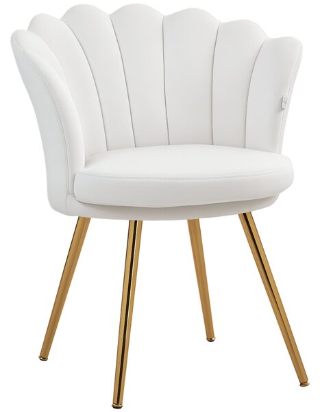 HOMCOM Křeslo typu Shell, Sametové, Toaletní Křeslo, Lounge Křeslo se Zlatými Kovovými Nohami pro Obývací Pokoj, Ložnici a Jídelnu, 67Š x 64H x 77V cm