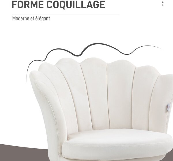 HOMCOM Křeslo typu Shell, Sametové, Toaletní Křeslo, Lounge Křeslo se Zlatými Kovovými Nohami pro Obývací Pokoj, Ložnici a Jídelnu, 67Š x 64H x 77V cm