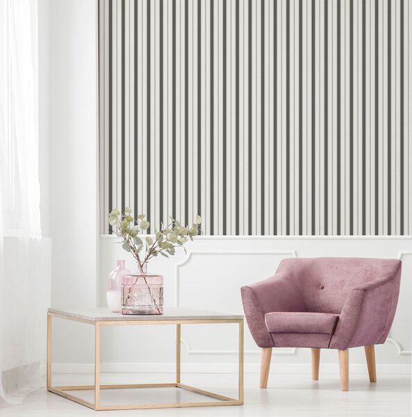 Vliesová tapeta na zeď, šedo-černá, pruhy, 9816-4, Essential Stripes, ICH Wallcoverings