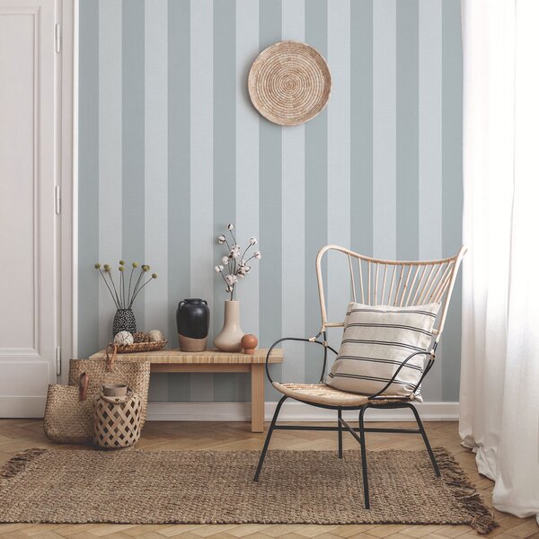 Vliesová tapeta na zeď, modrá, pruhy, 9814-6, Essential Stripes, ICH Wallcoverings