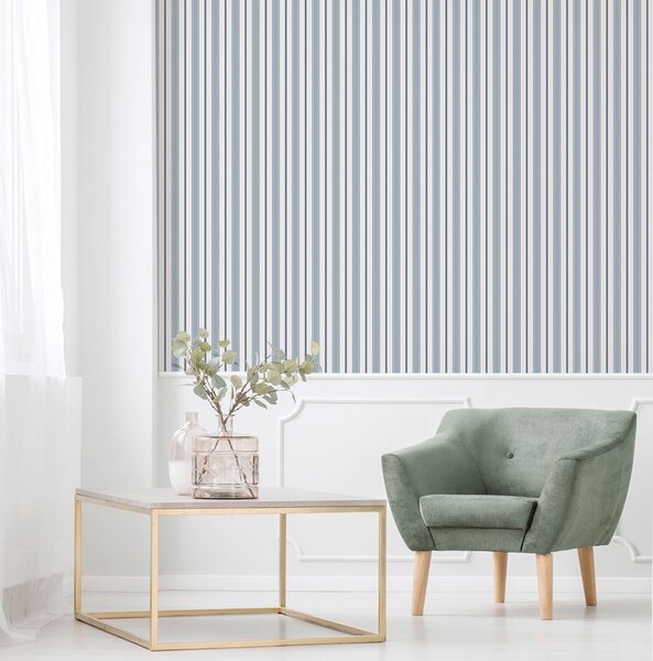 Vliesová tapeta na zeď, modrá, pruhy, 9816-2, Essential Stripes, ICH Wallcoverings