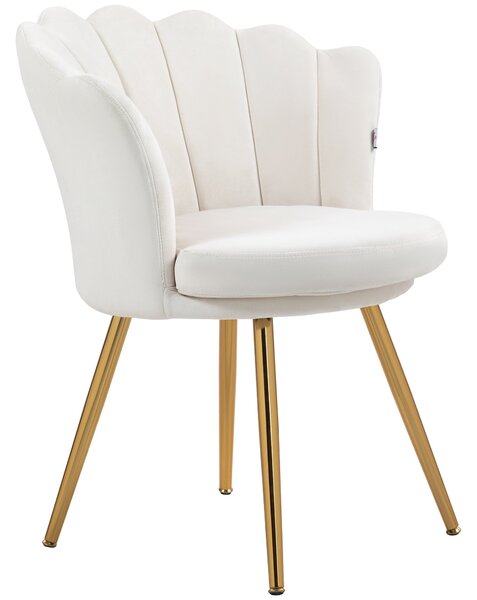 HOMCOM Křeslo typu Shell, Sametové, Toaletní Křeslo, Lounge Křeslo se Zlatými Kovovými Nohami pro Obývací Pokoj, Ložnici a Jídelnu, 67Š x 64H x 77V cm