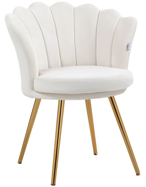 HOMCOM Křeslo typu Shell, Sametové, Toaletní Křeslo, Lounge Křeslo se Zlatými Kovovými Nohami pro Obývací Pokoj, Ložnici a Jídelnu, 67Š x 64H x 77V cm