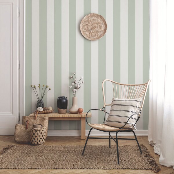 Vliesová tapeta na zeď, zelená, pruhy, 9814-5, Essential Stripes, ICH Wallcoverings