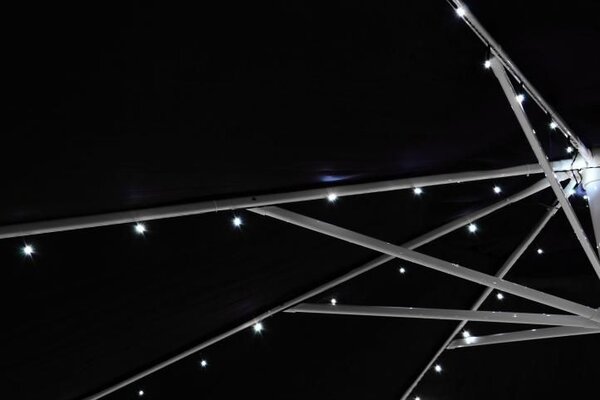Solární řetěz pro osvětlení slunečníku, studeně bílá, 72 LED