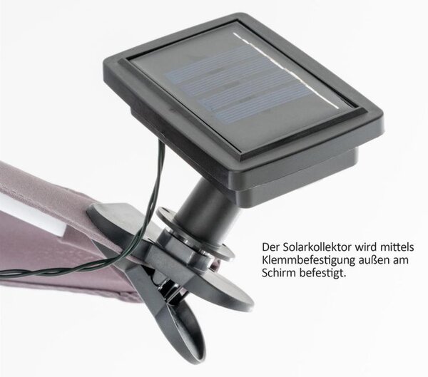 Solární řetěz pro osvětlení slunečníku, studeně bílá, 72 LED