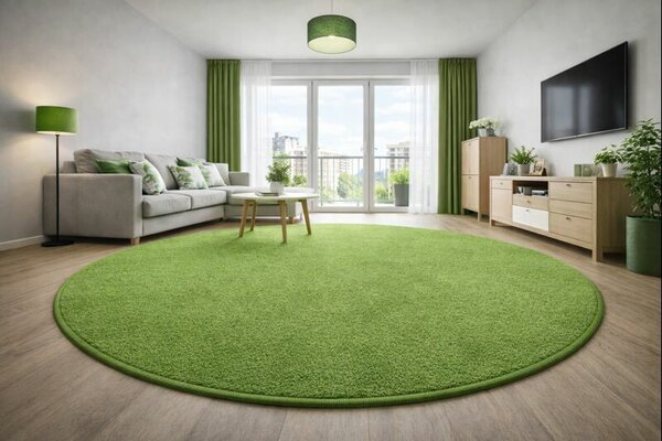Vopi, Kusový koberec Eton zelený 41 kruh, 67x67 (průměr) kruh, zelená, ložnice