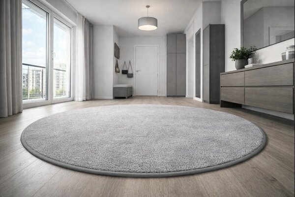 Vopi, Kusový koberec Eton šedý 73 kruh, 67x67 (průměr) kruh, šedá, ložnice