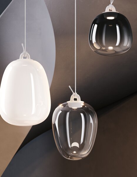 Lodes 21812 4330 Obló medium, závěs z kouřového foukaného skla, 1x7W LED 3000K, Ø20,6x29,6cm