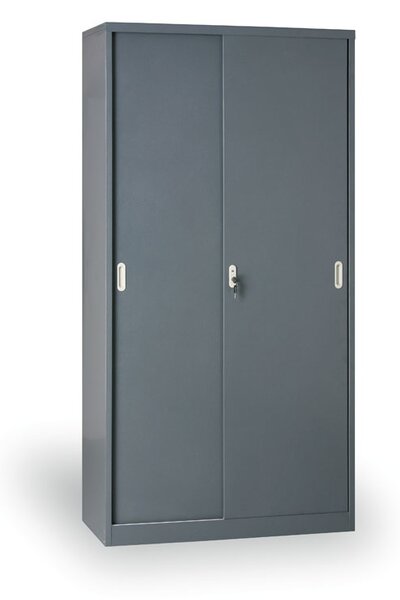 Kovová skříň s posuvnými dveřmi, 1990 x 1200 x 450 mm, tmavě šedá