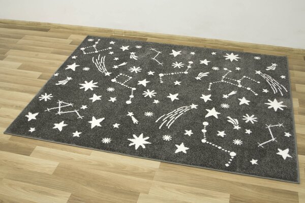 Makro Abra Dětský kusový koberec Lima 9572A Večerní Nebe Vesmír Hvězdy šedý krémový Rozměr: 120x170 cm
