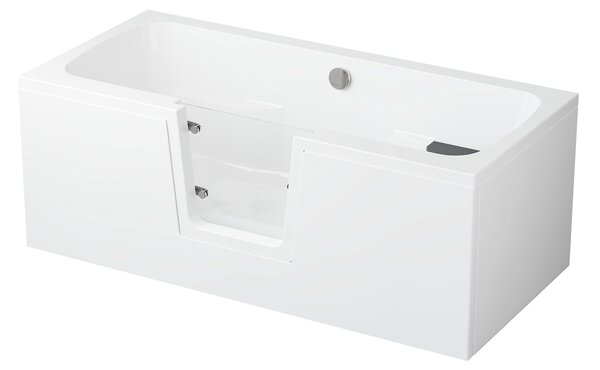 Vana s dvířky Polimat OVI 160x75 LEVÁ bez čelního krycího panelu + vanový sifon automat s přepadem VABPS-ZU 70