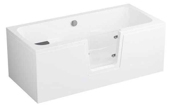 Vana s dvířky Polimat OVI 160x75 PRAVÁ bez čelního krycího panelu + vanový sifon automat s přepadem VABPS-ZU 70