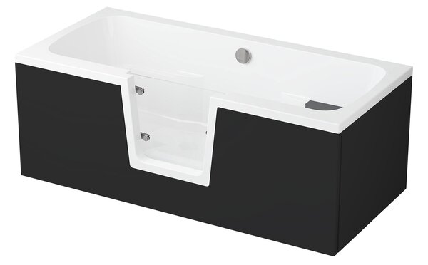 Vana s dvířky Polimat OVI 160x75 LEVÁ bez čelního krycího panelu + vanový sifon automat s přepadem VABPS-ZU 70