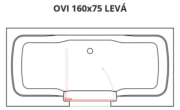 Vana s dvířky Polimat OVI 160x75 LEVÁ bez čelního krycího panelu + vanový sifon automat s přepadem VABPS-ZU 70