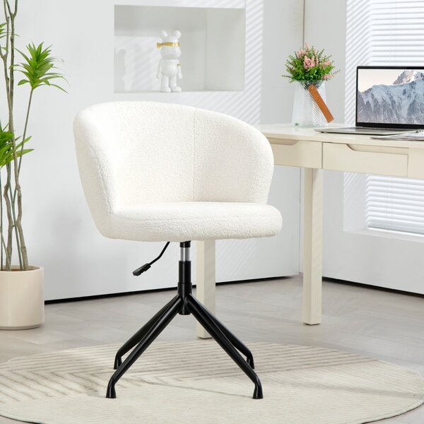 HOMCOM Ergonomická kancelářská židle, pracovní židle, otočná židle, výškově nastavitelná, nosnost 120 kg, čalounění z tkaniny Bouclé pro obývací pokoj