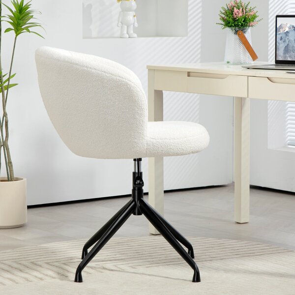 HOMCOM Ergonomická kancelářská židle, pracovní židle, otočná židle, výškově nastavitelná, nosnost 120 kg, čalounění z tkaniny Bouclé pro obývací pokoj