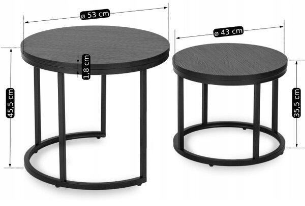 JAKS Sada 2 konferenčních stolků černý Manu