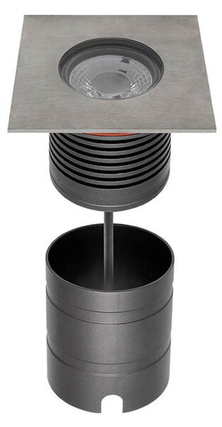 Redo Chodníkové LED svítidlo XGROUND 15W, 108x108 mm, 230V, IP67 Stmívání, řízení: TRIAC, Barva světla: 4000K