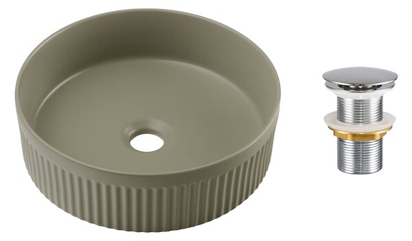 Comad Keramické umyvadlo na desku Beyond 36x36 olive green + výpusť Click-Clack, chrom