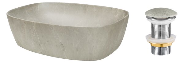 Comad Keramické umyvadlo na desku Anna 50x38,5 mramor + výpusť Click-Clack, mramor