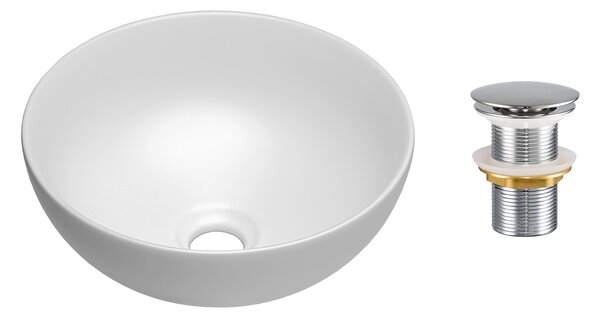 Comad Keramické umyvadlo na desku Domi 32x32 bílé + výpusť Click-Clack, chrom