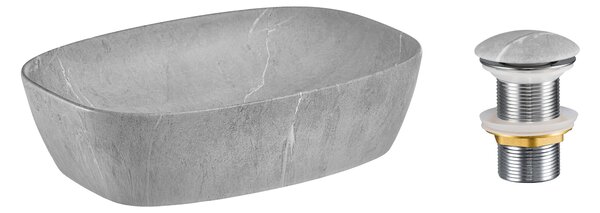 Comad Keramické umyvadlo na desku Anna 50x39,5 mramor + výpusť Click-Clack, mramor