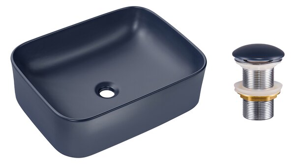 Comad Keramické umyvadlo na desku Kama 50x38 modrá + výpusť Click-Clack modrá