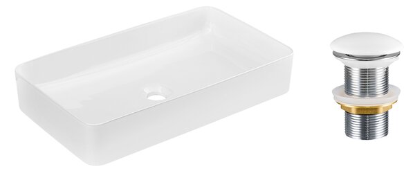 Comad Keramické umyvadlo na desku Slim 60 61x34 + výpusť Click-Clack, bílá