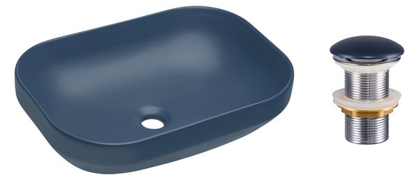 Comad Keramické umyvadlo na desku Neli 50x35 modrá + výpusť Click-Clack modrá