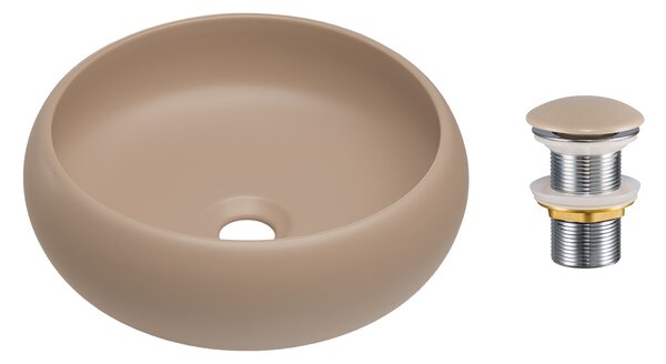 Comad Keramické umyvadlo na desku Wiki 36x36 cappuccino + výpusť Click-Clack cappuccino
